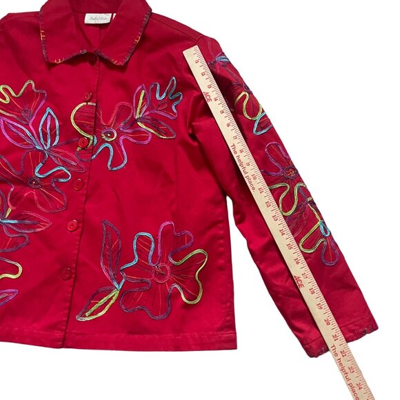 Colorful Floral Embroidered Button-Up Jacket Size M By Studio Works - Picture 4 of 11